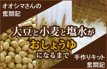 オオシマさんの奮闘記　大豆と小麦と塩水がおしょうゆになるまで